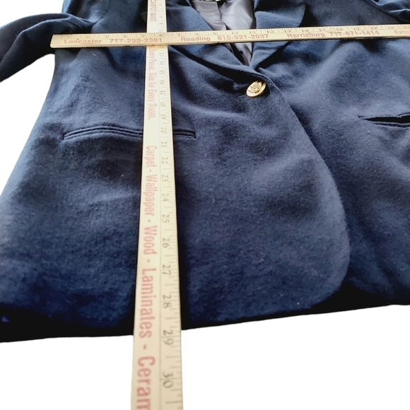 VTG Blazer 100% Pure Wool Navy Blue Gold Single Button Fully Lined 90s Jacket - Picture 4 of 9
